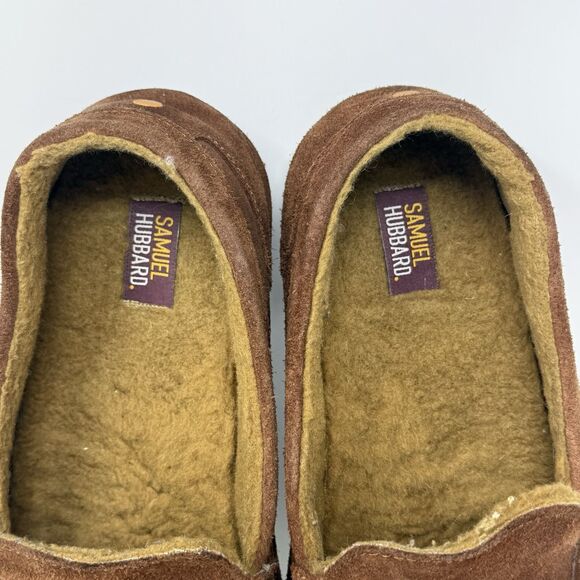 Samuel Hubbard Slippers Mens 12 Nutmeg Brown Suede Wool Fur Lined Slip On Shoes main image 6